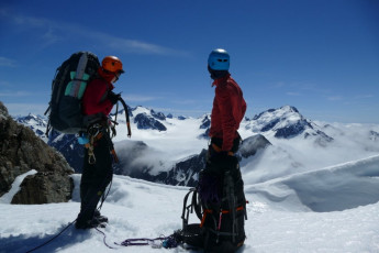 The guys enjoy a glimpse of the Gardens before heading for an alpine camp on the Frances Glacier, 500 metres on the eastern side of the Main Divide. It was to be one of our only glimpses of that hallowed ground.