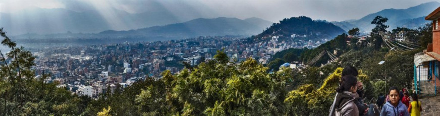 Our return to Chhukung that afternoon was slow. My 53 year old body wasn’t interested in speed of any kind, but we’d completed the hard yards now and had five days, more than ample time, to return to Lukla to catch our flight out. I felt satisfied. All aspects of the journey had met or exceeded expectations, but I’ll leave the last words with Ed, taken from his final entry in our shared daily journal. “This trip has been mentally and physically insightful. I’ve learnt how far I can push myself; and how I see our Western culture has changed. Things we take for granted at home are privileges here in Nepal – a hot shower, a bug-free environment. Coming here has planted a seed. I hope to make something of it back home.” 
Unfortunately it hasn’t made him keep his bedroom any tidier, but time will tell … 
Post script: My youngest son Will turns fifteen at the end of October 2017, so we are bound for Kathmandu and then the Khumbu at the end of November.  This picture, a view from the Swayambunath of Kathmandu.