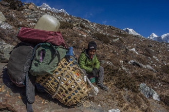 Chhongbi taking a breather on our way from Chhukung to Imja Tse base camp - fair enough!