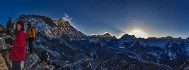 Summit day was Ed’s fifteenth birthday. He had never worked so hard on a birthday, as the pained and gaunt look on his face on the way up testified. This picture, sunrise from about 5,600m. Sunlight illuminates the big boys first - Makalu and Lhotse.