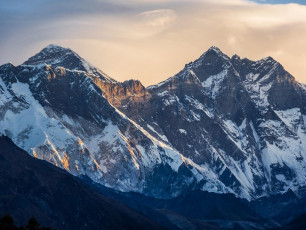 Once across the huge suspension bridge beyond Jorsale, we were confronted by the dreaded Namche Hill. Actually it’s not that bad but, for first timers to the Himalaya, the relentless 650 metre climb to the highest altitude they’ve ever been on foot before (Namche Bazaar at 3,450m) seems like a fairly big deal at the time. Getting well acclimatised is mission critical to an enjoyable trek in the Khumbu. Not everyone understands that, ascending too quickly for their bodies to adjust to the rarefied air. Because the trails are so good in the Khumbu it’s quite easy to make very big height gains quickly – too quickly! This picture, from above Namche Bazaar at dawn,  Mount Everest peaks over the Nuptse wall, with Lhotse and Lhotse Shar to the right.