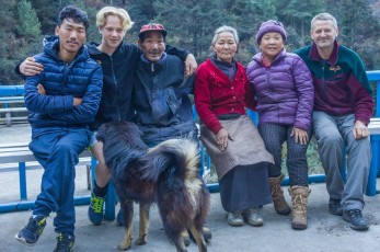Our first stop down the line at Jorsale that evening was also a culture shock for him. Since 1995, on my second visit to the Khumbu, I have had intermittent contact with a local Sherpa family. When Ed and I arrived this time, Pasang Dorje and Ang Nimi were in the midst of the last day of funeral ceremonies for their thirteen year old son Lakpa Temba. He had suffered from epilepsy and died tragically a week earlier. The family was also still dealing with the loss of their old Tibetan style home to the recent earthquakes, so our reunion was a tearful and heartfelt one.
While the quakes wreaked havoc throughout Nepal, it was surprising and heartening to see how people were managing to just get on with things, despite the incompetence (or worse) of Nepalese government officials. Pasang Dorje and Ang Nimi had taken a loan and had already rebuilt a home come trekker’s lodge (which had then taken a second hit from aftershocks). During our entire time in Nepal we were not inconvenienced at all by post-quake disruptions.
My own extended family back in New Zealand had pulled together enough money to make a difference to Pasang Dorje and Ang Nimi, so there were more tears when I handed this to them. Deep sadness and loving friendship all rolled into one intense meeting, as Ed and I were off again next morning, bound for Namche Bazaar.