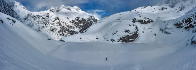 Crossing the frozen Black Lake.