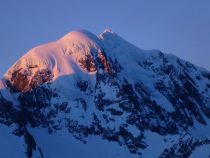 A new day, a new sunrise. Mt Tasman catches the alpenglow.