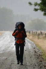 Rain rain rain.  Lyds arrives in the Matukituki valley.
This was a personal high point for me:  It had taken me three months, but I had walked Home.