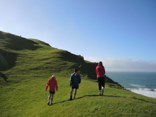 Cape Farewell – Day 1.  The next day would take us up 1300 metres, out of the sun and into our first snow near Boulder Lake, Golden Bay.