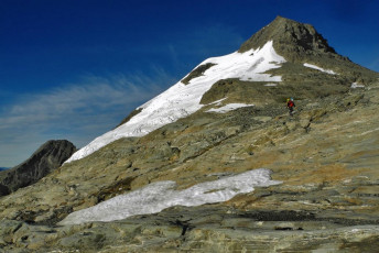 Earnslaw's east peak viewed from below Birley glacier.