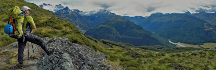Beyond the bivvies is a band of tussock hills that eventually gives way to scree.