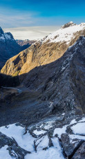 A view back down Talbot Ladder to Homer Saddle, with Mount Belle behind