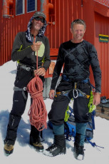 The short time on top wasn’t enough for me to fully take in that my decade long wait was over. That came six hours later, back safe at the hut. And a sweet feeling still wells up when I see the mountain. We were privileged to enjoy the entire route that day all to ourselves. Next day several climbing parties were on the mountain, so our timing had been perfect. On reflection though, the whole climb went by too fast. There is so much to absorb and appreciate; magnificent terrain, gigantic scale, spectacular beauty, ever present danger. One climb of the cloud piercer just didn't seem enough.