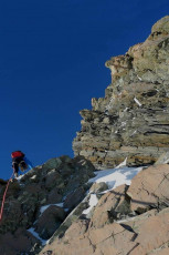 Soon we were across and heading up to the base of the summit rocks at about 3,300 metres. My pulse quickened here, not just because the air was beginning to thin. I knew this section of the climb might test me the most.