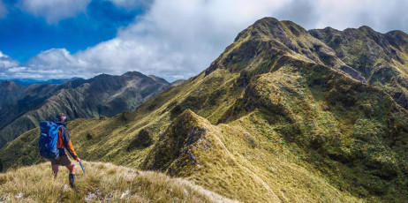 Contemplating the steep craggy route on the north side of Bannister