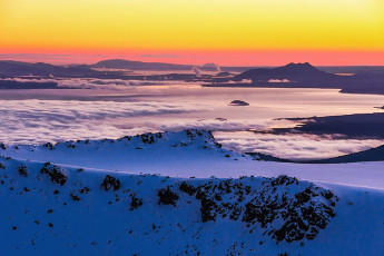 Dawn on North Crater's southern rim (1,909m), looking northwest.