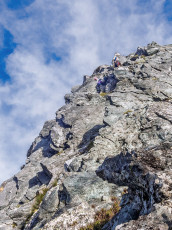 This image - Descending the crux on the upper side of the notch.