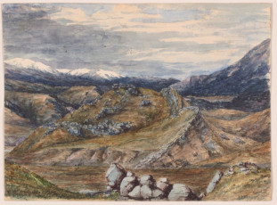 Prebble Hill from Castle Hill rocks, painting by Charles Enys