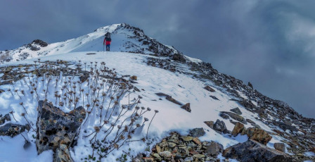 Heading to the summit of Mt Rintoul, with about 100 metres to go.